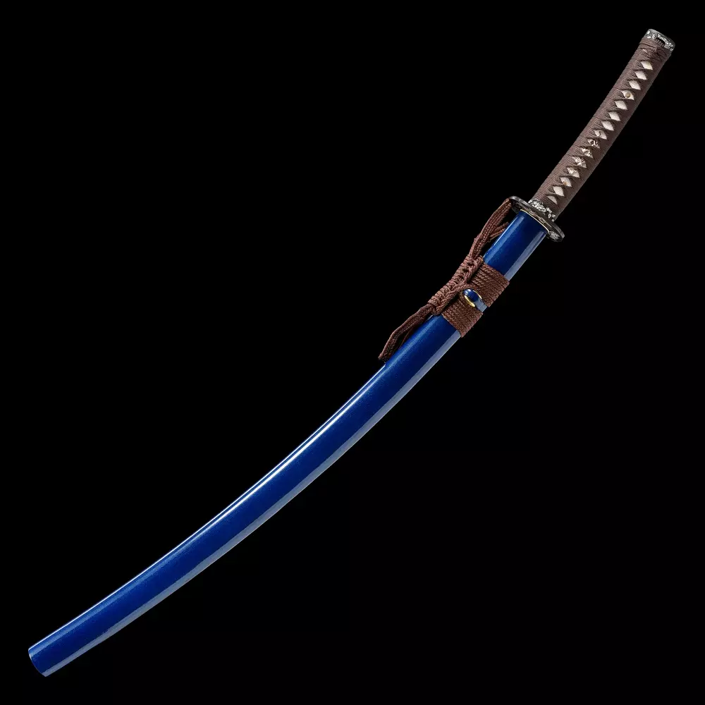 Blue Katana | Damascus Steel Katana with Blue Piano Lacquer Saya