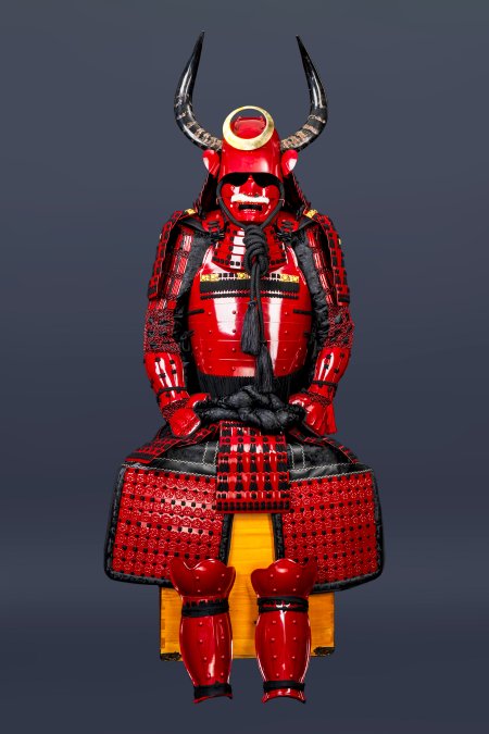 Handmade Red Sanada Nobuyuki Clan Japanese Samurai Armor, Life Size Yoroi