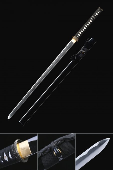 Handmade Japanese Ninjato Sword 1045 Carbon Steel With Black Scabbard