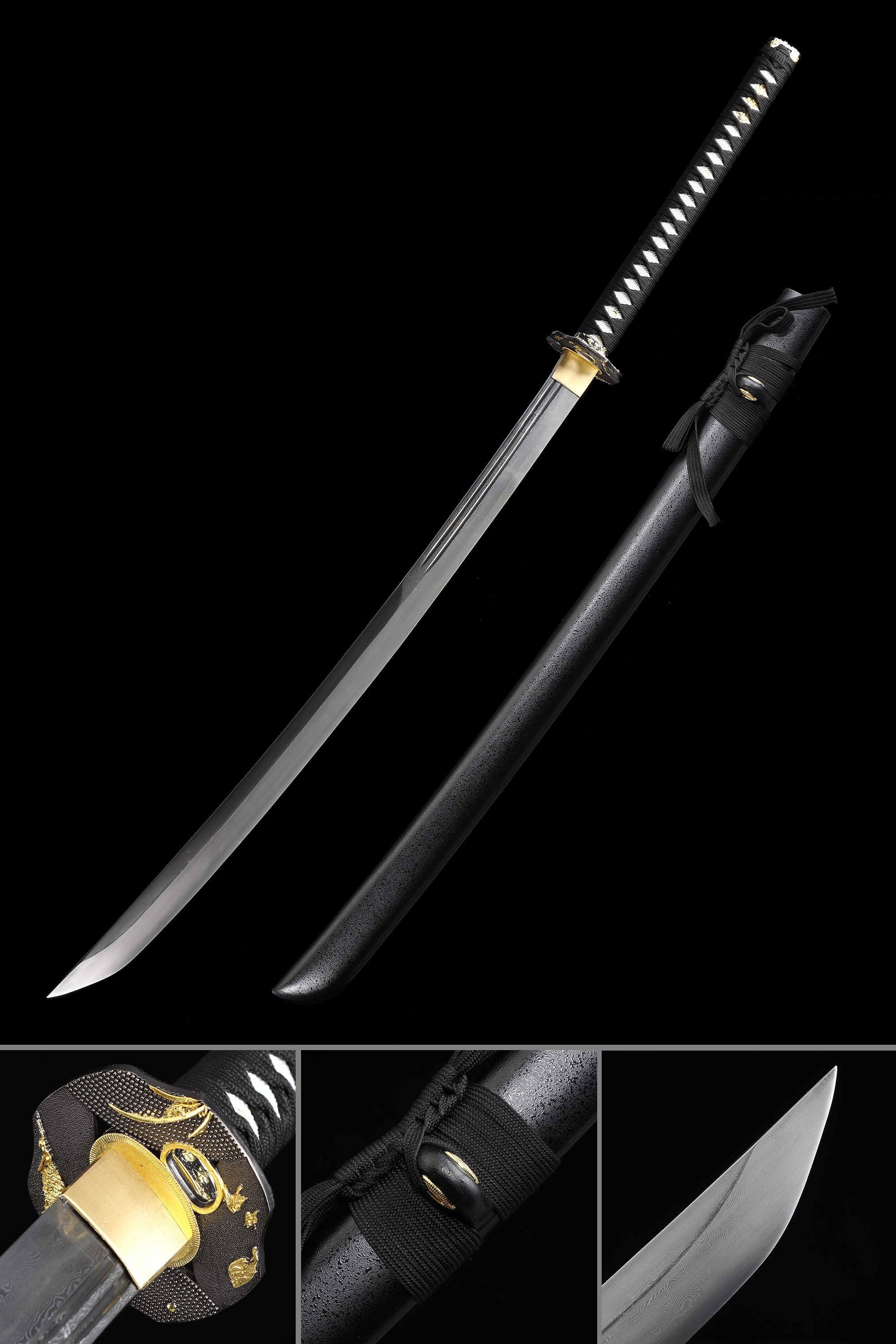 Details about   Vintage Japanese Sword Samurai Katana Wakizashi Damascus Blade Steel With Sheath 