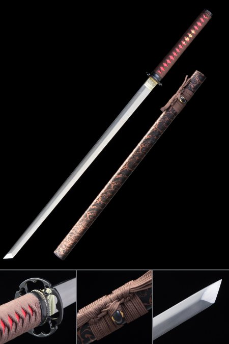 Handmade Japanese Chokuto Sword 1060 Carbon Steel With Brown Saya