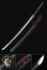 Handmade Japanese Katana Sword T10 Folded Clay Tempered Steel Real Hamon