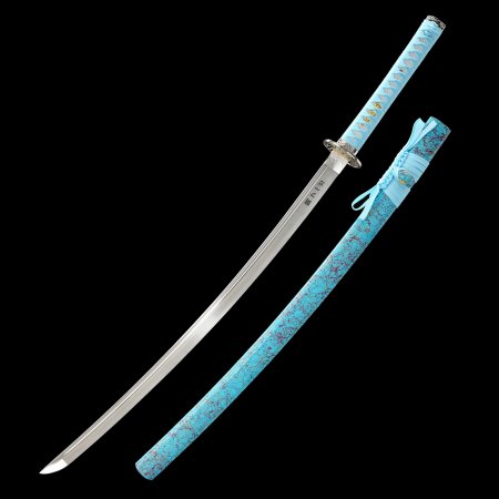 Handmade Full Tang Katana Sword 1065 Carbon Steel With Blue Scabbard