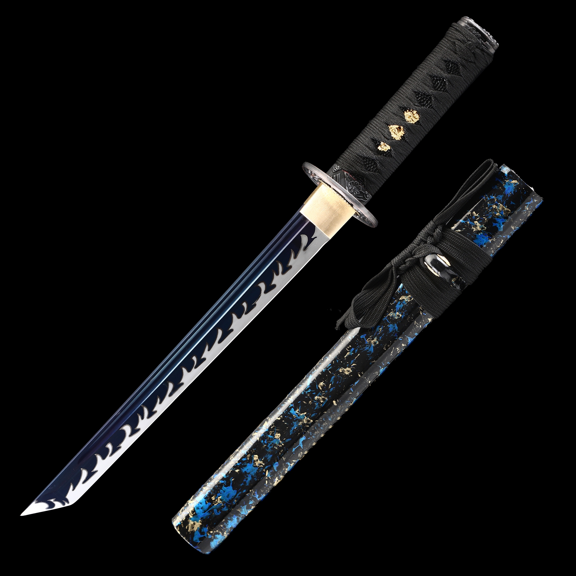 tatsuo nagahata タンザナイト 10号 Short Ninja Sword | High Manganese Steel Tanto with Blue Flame