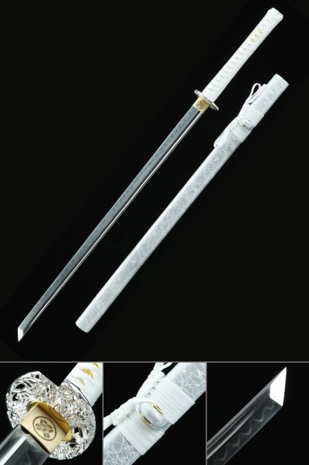 Straight Sword, Handmade Chokuto Ninjato Sword T10 Carbon Steel Real Hamon