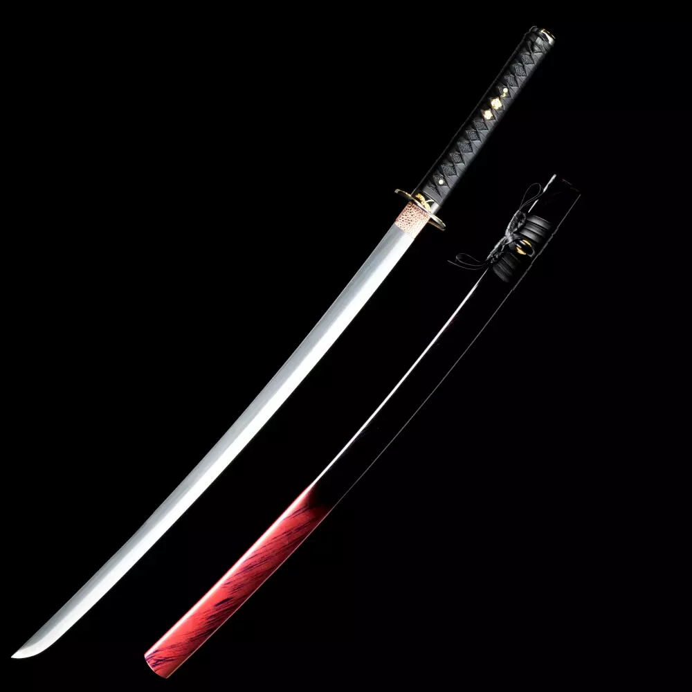 Black And Red Katana | 1060 Carbon Steel Katana with Phoenix Tsuba