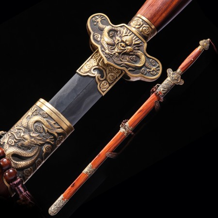 High-performance Pattern Steel Real Hamon Chinese Tang Dynasty Sword With Rosewood Scabbard