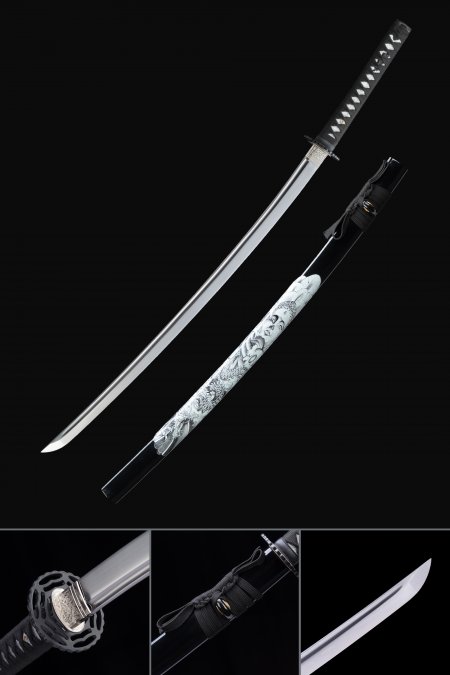 Handmade Real Japanese Samurai Sword High Manganese Steel With Buddha Scabbard