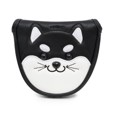 Akita Dog Semi-circle Mallet Putter Cover With Magnetic Closure - Black