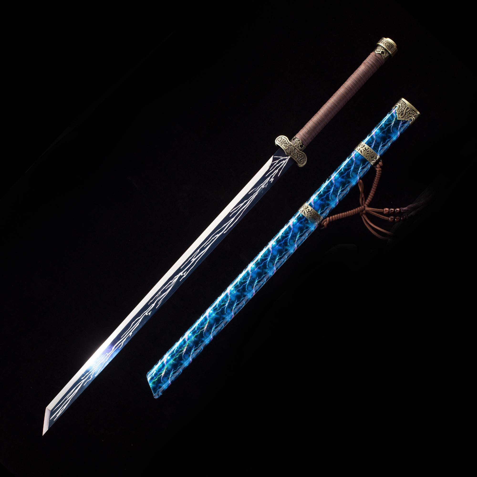 Handmade High Manganese Steel Blue Blade Chokuto Japanese Ninjato Ninja ...