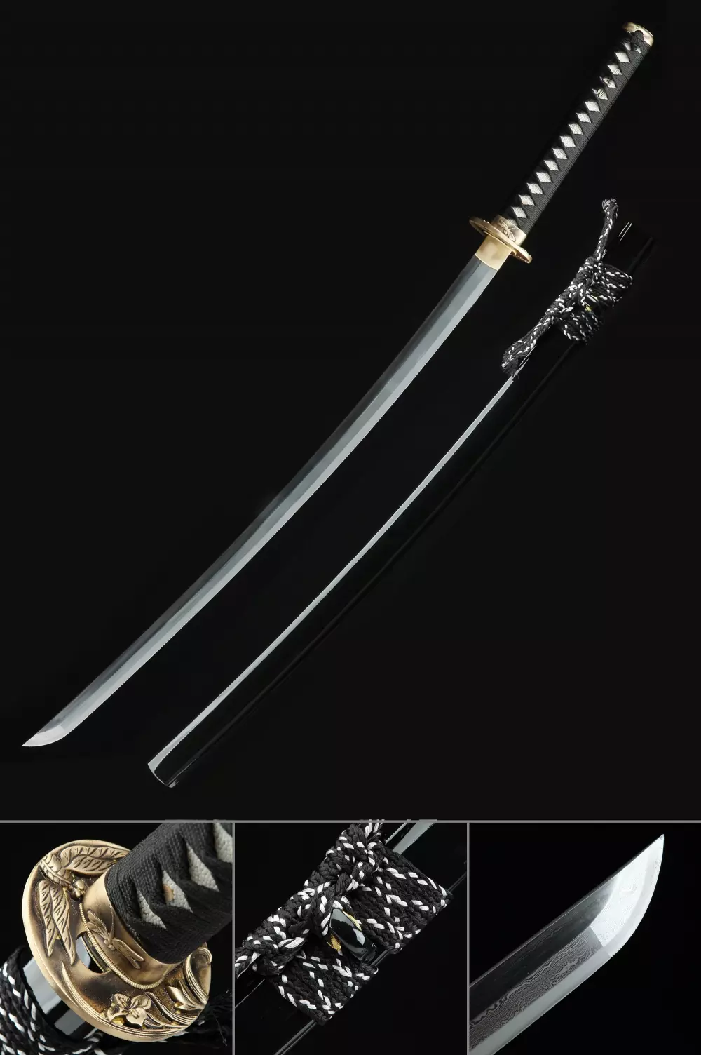 Damascus Steel Premium Japanese Chokuto Sword Gift Set double edged hand forged 