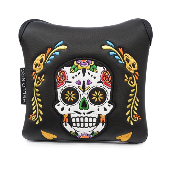 Skull Style Square Mallet Putter Cover With Magnetic Closure - Black