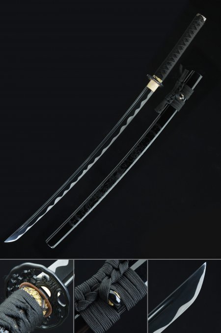 Handmade Full Tang Katana Sword 1045 Carbon Steel With Black Blade