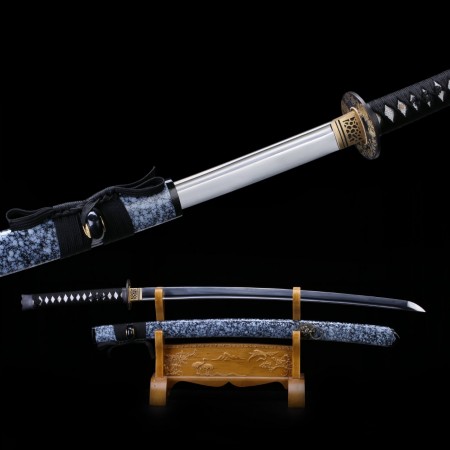 Full Tang Sword, Japanese Katana Sword High Manganese Steel With Marble Style Scabbard