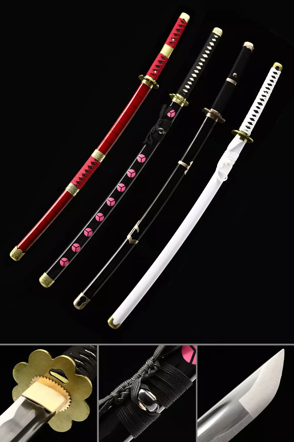 Zoro Swords | Roronoa Zoro Katana Sword Four Set Replica: Shusui, Ichimonji, Kitetsu And Yubashiri - TrueKatana