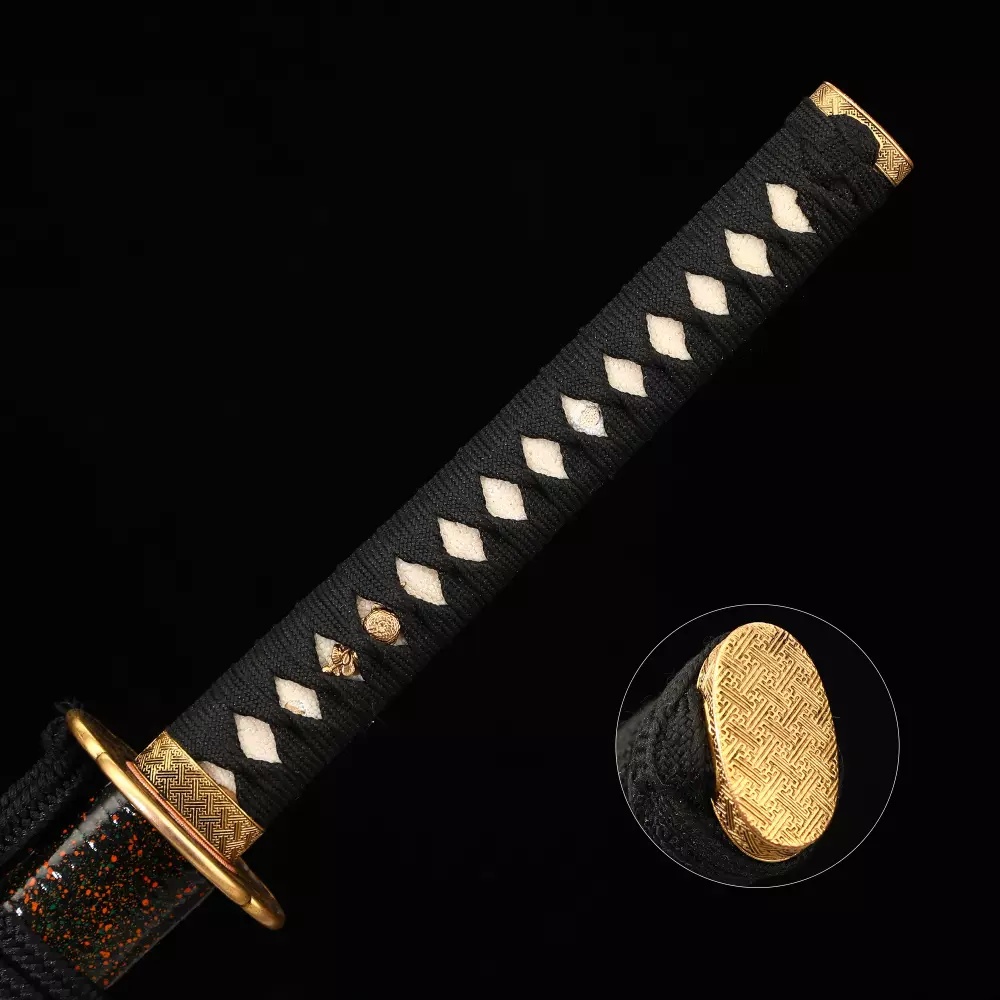 Black Katana,Hand Forged Real Hamon Japanese Katana Swords Full Tang Blade