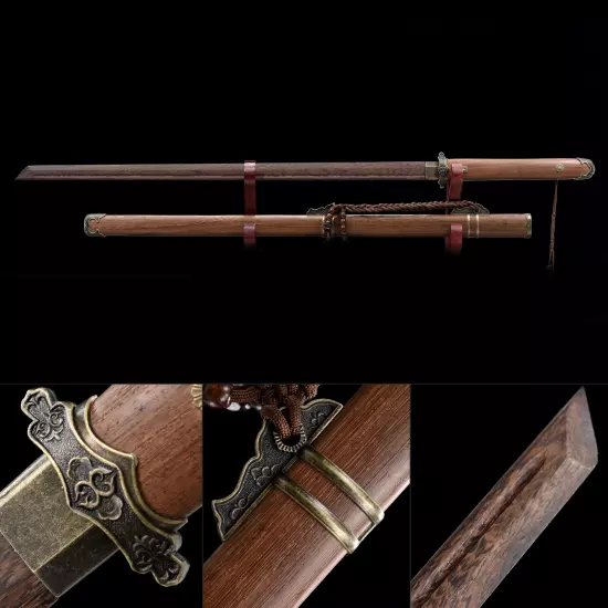 Handmade Wooden Blade Unsharpened Ninjato Samurai Ninja Sword With Natural Scabbard