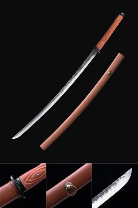 Handmade Japanese Katana Sword Full Tang With Brown Saya