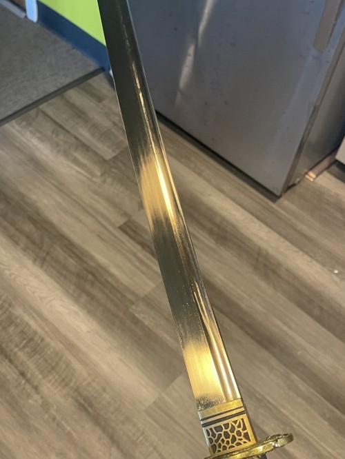 Handmade Japanese Sword With Golden Blade And Scabbard