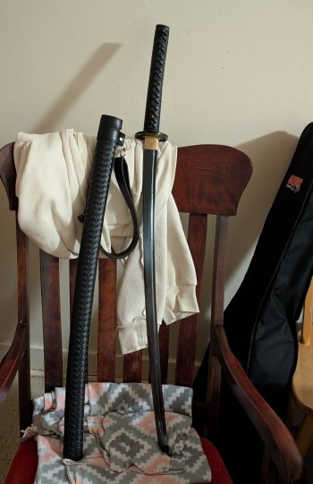 Handmade Japanese Obsidian Katana With Black Blade And Strap