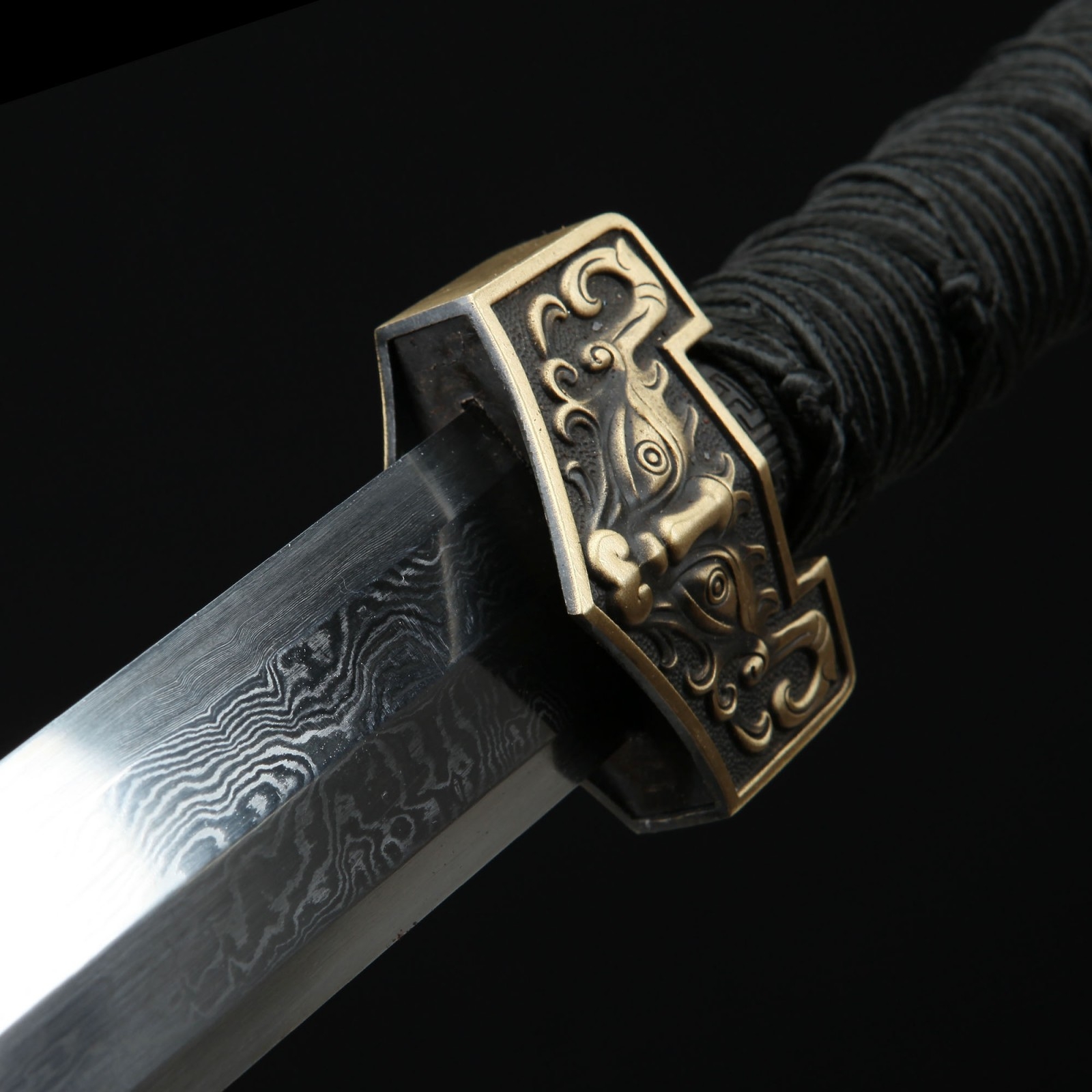 Song Dynasty Sword  Handmade Retro Black Sandalwood Damascus Steel Chinese  Ming Dynasty King Swords - TrueKatana