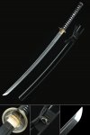 Damas Katana, épée Katana Japonaise Faite à La Main En Acier Damas Avec Fourreau Noir