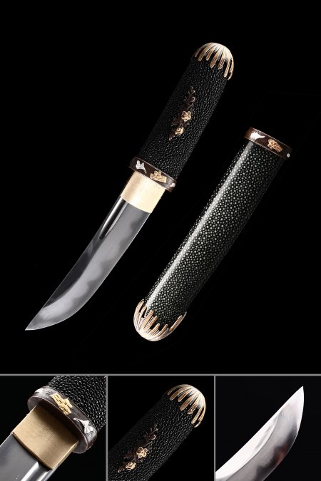 Handmade Japanese Short Tanto Sword Damascus Steel