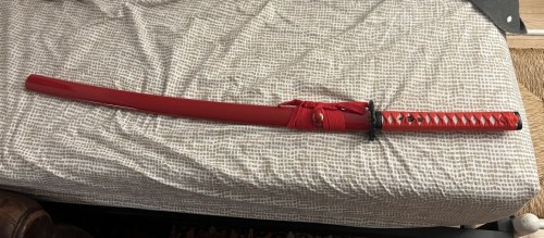 Handmade Real Japanese Katana Sword With Red Scabbard