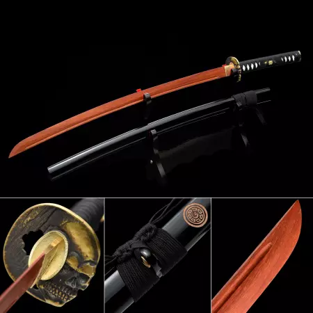 Handmade Rosewood Blunt Unsharpened Blade Katana Samurai Sword With Musashi Tsuba