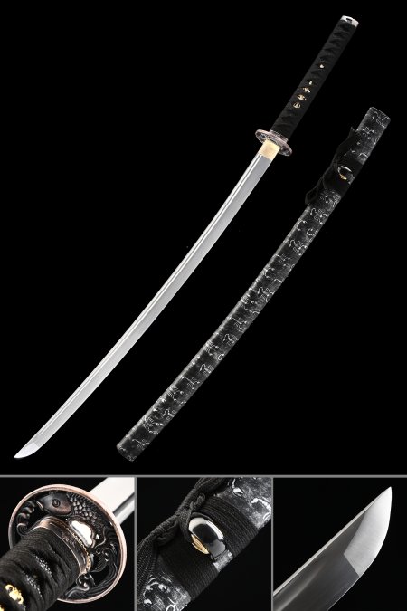 Handmade Japanese Katana Sword High Manganese Steel Full Tang With Scorpion Scabbard