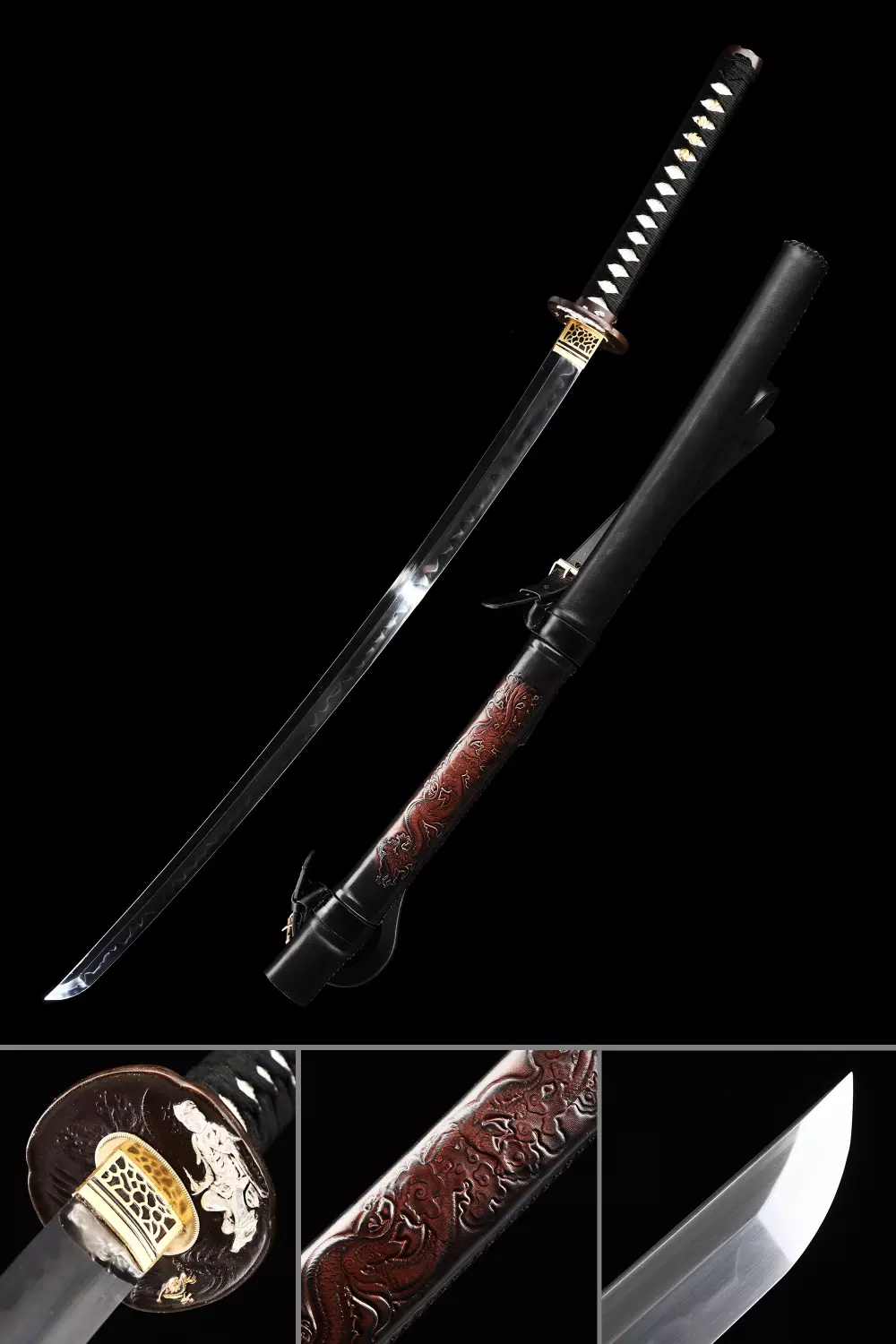 Choji hamon T10 steel clay tempered Japanese Samurai Sword Katana full tang. 