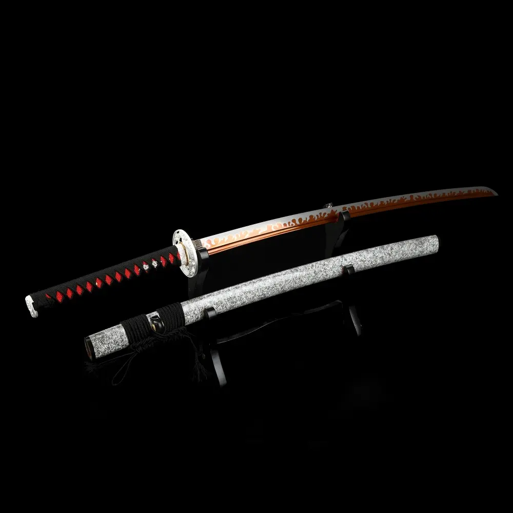 1095 Steel Katana | 1095 Carbon Steel Katana with Orange Flame