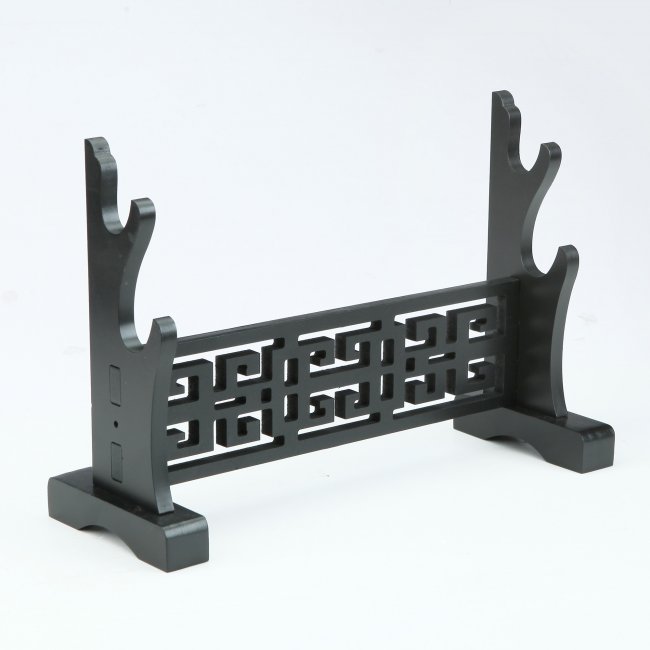 Handmade Black Wooden Double Tier Katana Sword Stand Holder Display Rack Stand