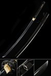 Black Blade Katana, Handmade Japanese Black Swords With Black Scabbard
