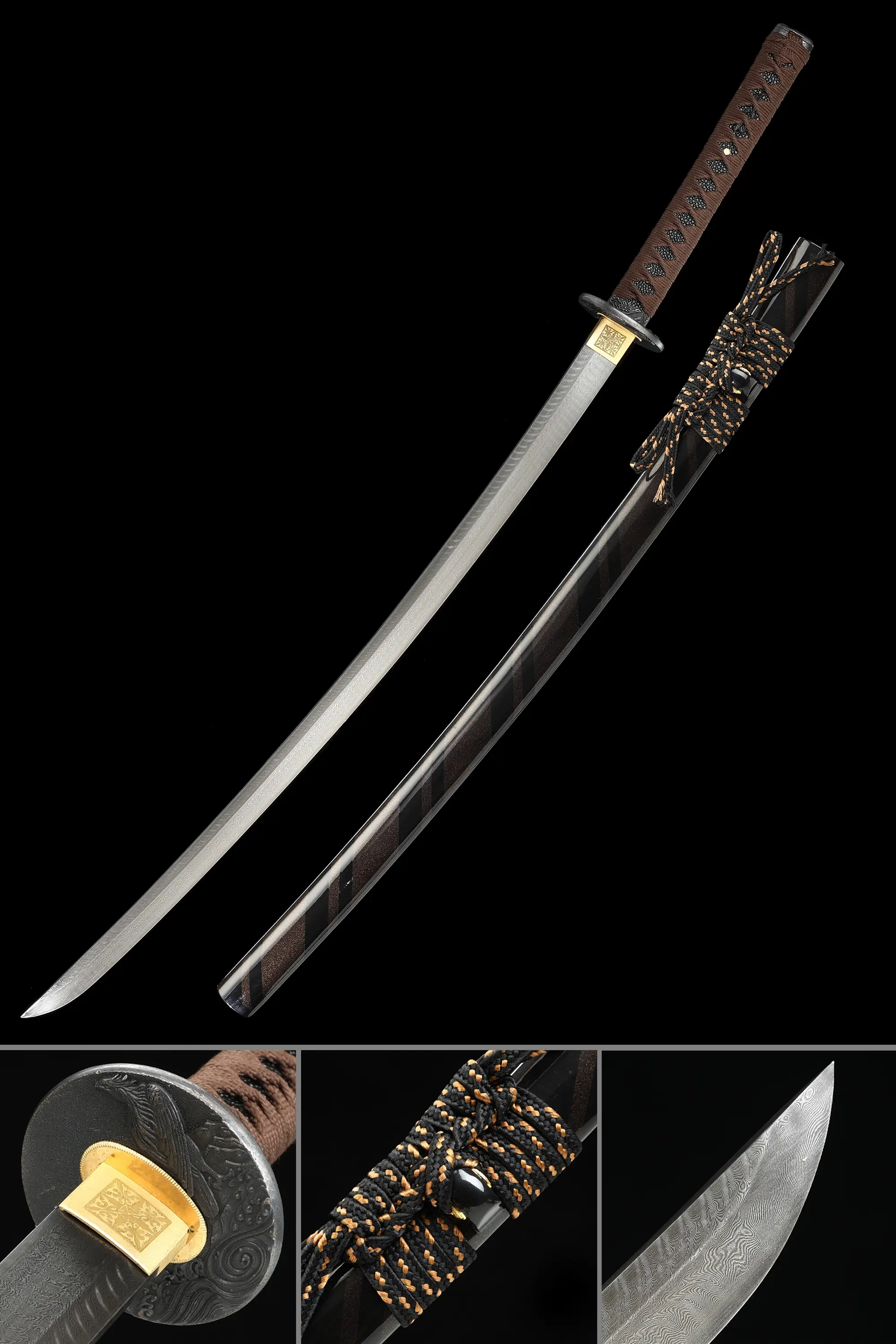 Damascus Katana | Handmade Full Tang Katana Sword Damascus Steel With ...