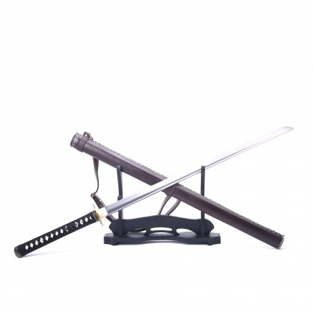 Handmade Japanese Chokuto Ninjato Sword With Leather Scabbard