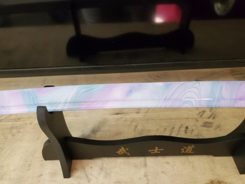 Handmade Japanese Katana 1045 Carbon Steel With Blue Rose Blade And Dragon Tsuba