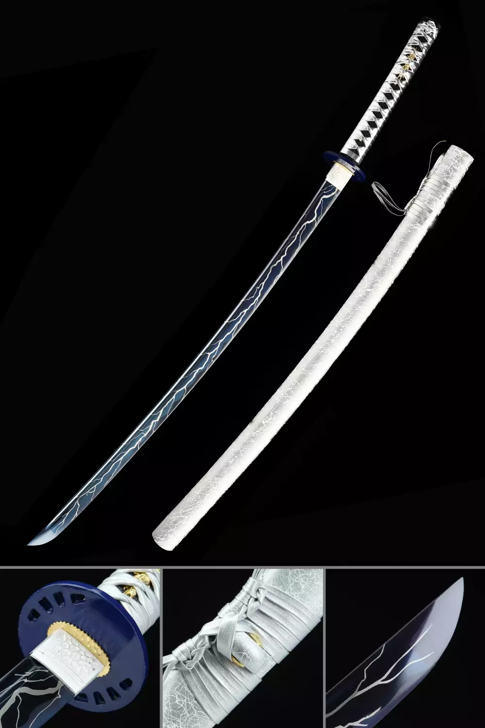 Blue Katana  Handmade Japanese Katana Sword With Blue Lightning