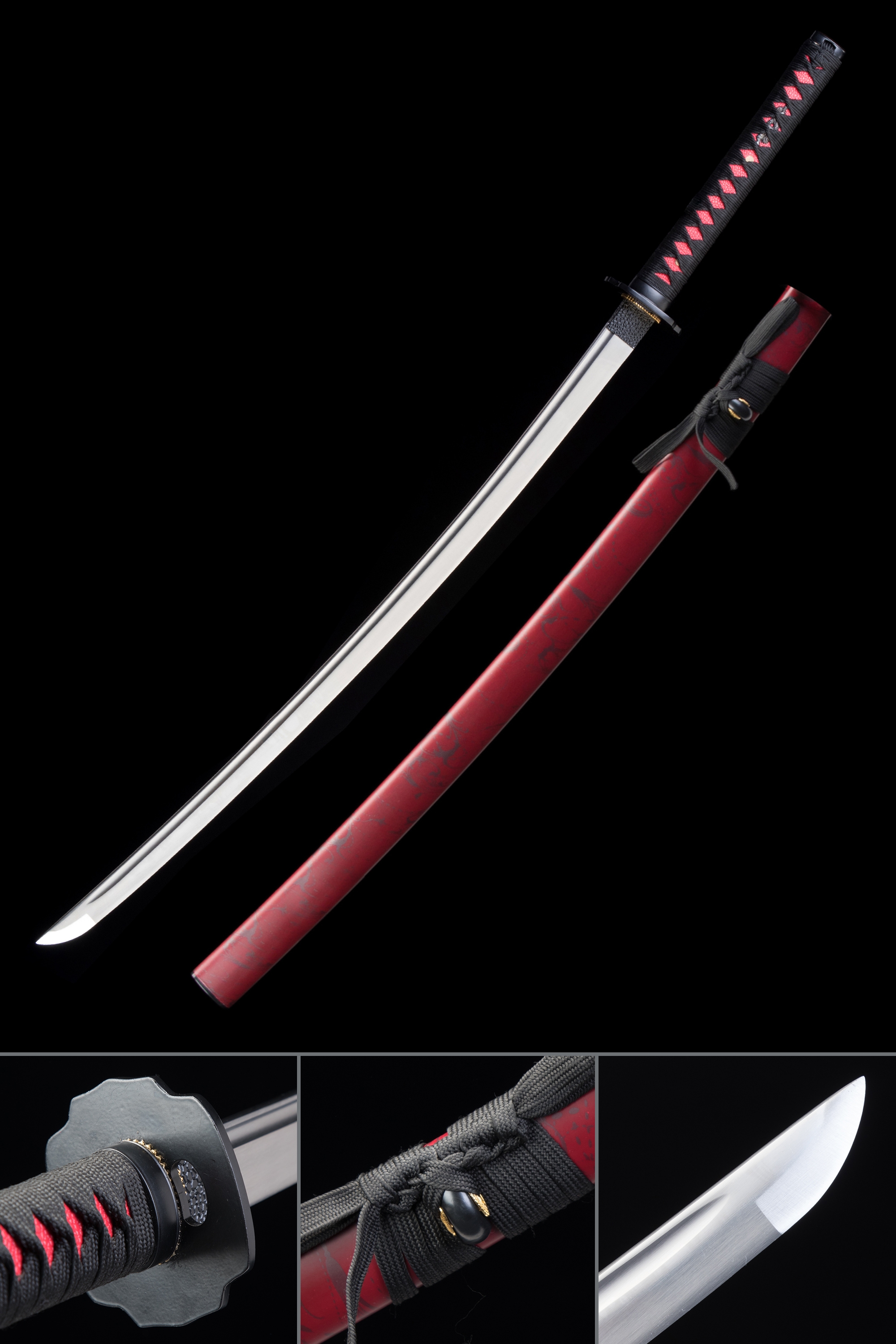 Handmade Japanese Katana Sword High Manganese Steel With Red Saya