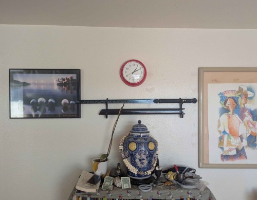 Blue Blade Manganese Steel Ninjato Sword Full Tang with Black Leather Handle and Dragon Pommel