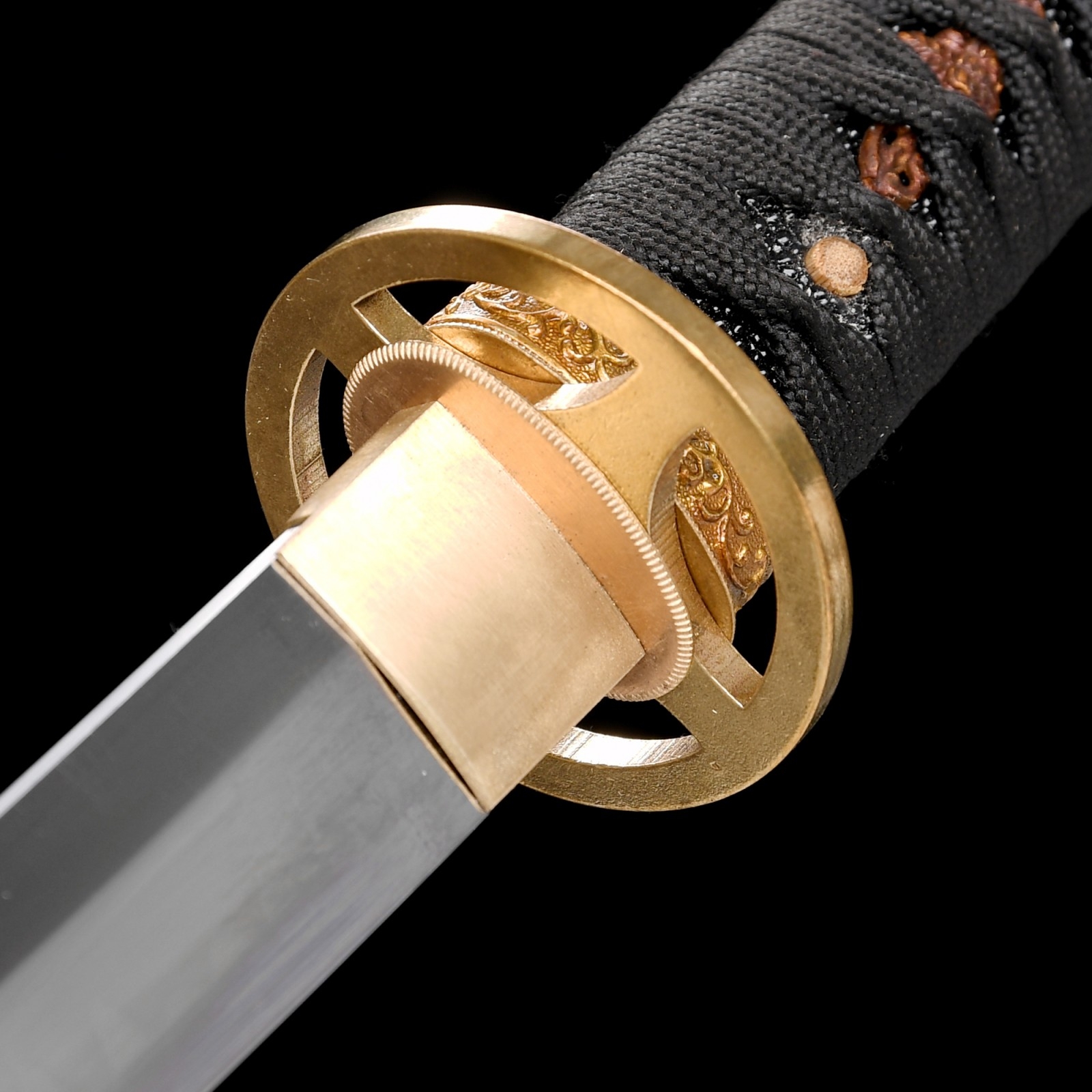 Hand Made Japanese Katana Sword Clay Tempered T10 Steel Blade Sharp Wave Tsuba