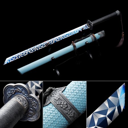 Handmade Modern Chinese Dao Sword With Blue Blade And Saya