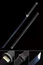 Straight Ninja Sword  Handmade Japanese Straight Ninja Sword With Blue  Blade - TrueKatana