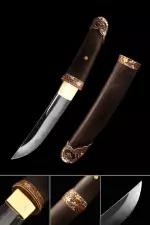 Handmade Japanese Aikuchi Tanto Sword Damascus Steel