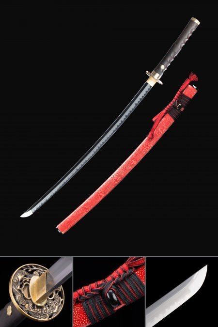 Handmade Real Japanese Katana Sword T10 Folded Clay Tempered Steel Real Hamon