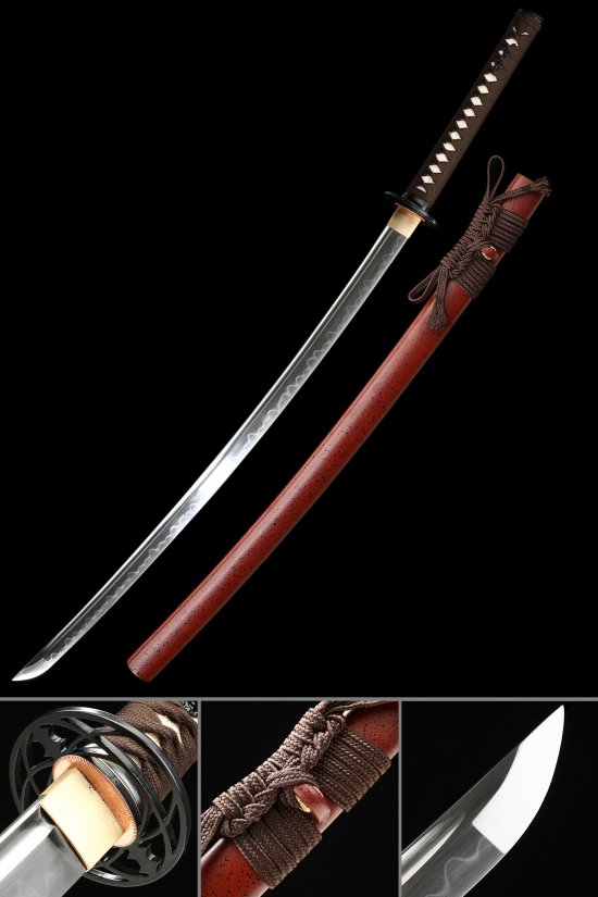 Geometric Tsuba T10 Carbon Steel Katana, Real Hamon, Full Tang & Handcrafted