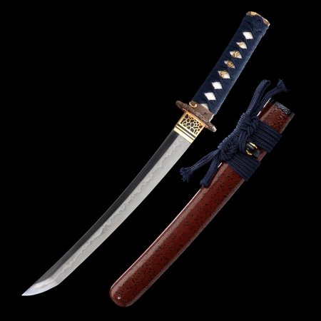 Handmade Japanese Tanto Sword T10 Carbon Steel With Crimson Saya