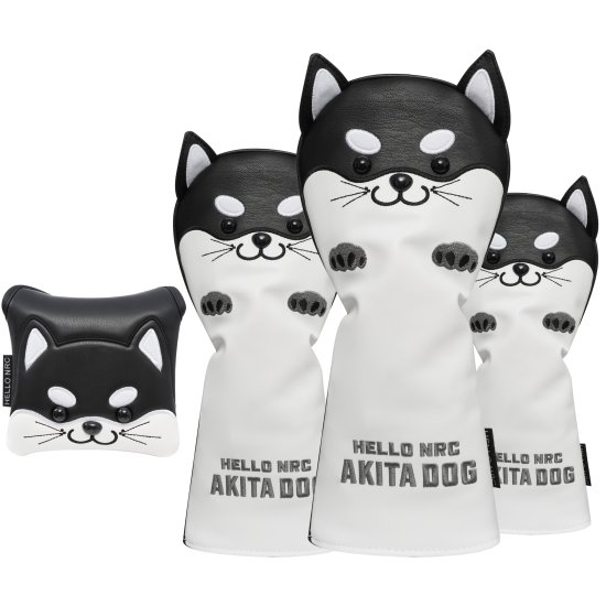 Akita Dog Golf Headcovers Set - Black