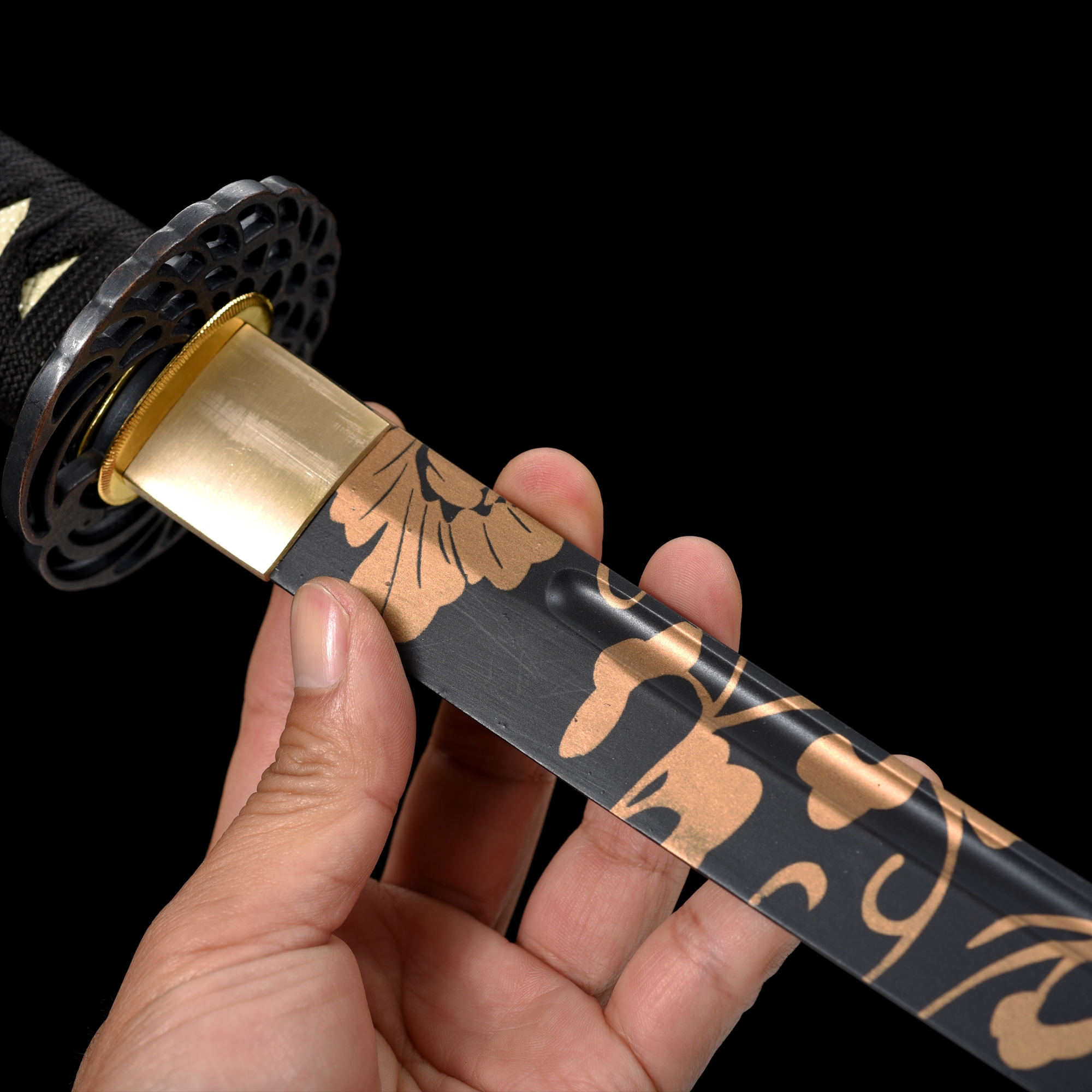 Handmade Aluminum Black Blade Blunt Unsharpened Practice Katana For