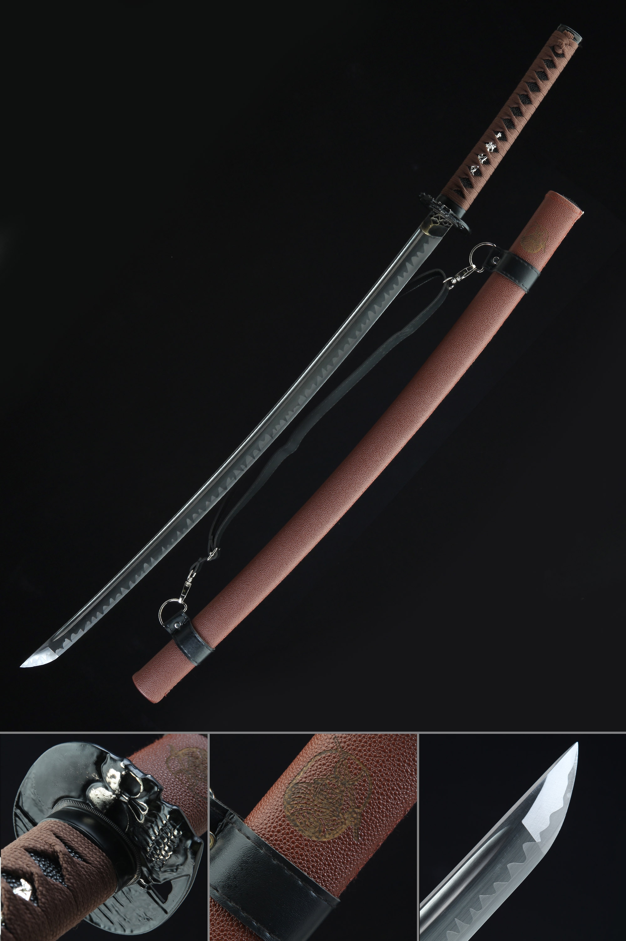 Handmade Japanese Samurai Sword Full Tang With Brown Saya